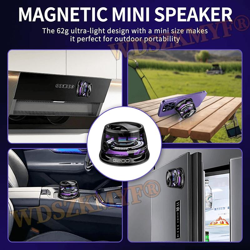 2025 NEW Portable Mini Travel Stereo Outdoor Magnetic Bluetooth Speaker Wireless with RGB Color Light and Phone Holder for ios