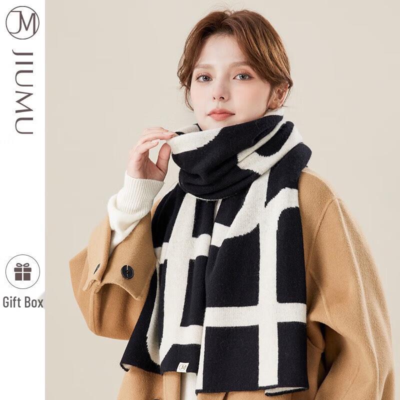

JIUMU Women s Retro Letter Warm Shawl Scarf One Size