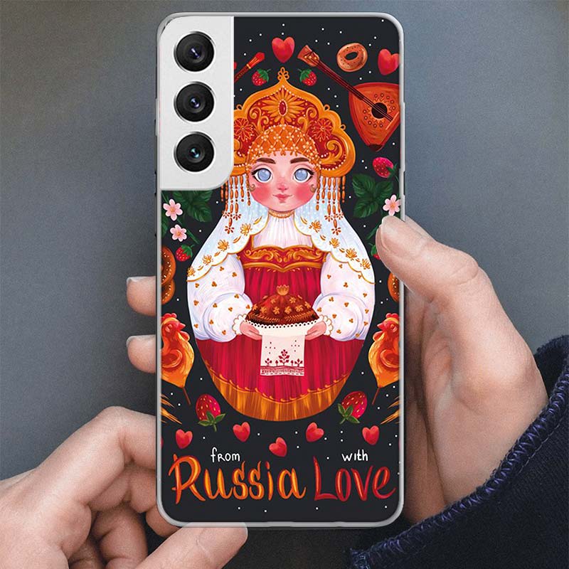 Russian Nesting Doll Cartoon Phone Case For Samsung Galaxy S25 S24 S23 Ultra S22 Plus S21 S20 FE S10 + S25Ultra S24U Soft Cover
