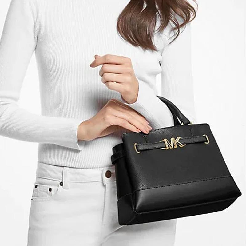 Michael Kors Mk Reed Klassisch Unifarben Tragbar Pendler Leder und Synthetikleder Handtasche Damen Handtasche Schwarz 35S3G6RS1T-001