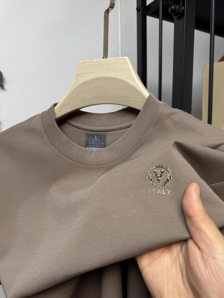 260GSM men's summer T-shirt, Korean fashion, loose short-sleeved basic T-shirt, solid T-shirt, Unisex large-sized T-shirt