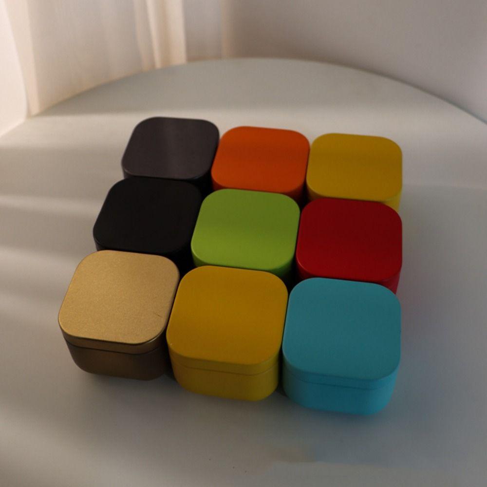 4pcs Sealed Tinplate Box Cube Shape Storage Boxes Multifunctional Mini Square Iron Tea Can Cosmetic