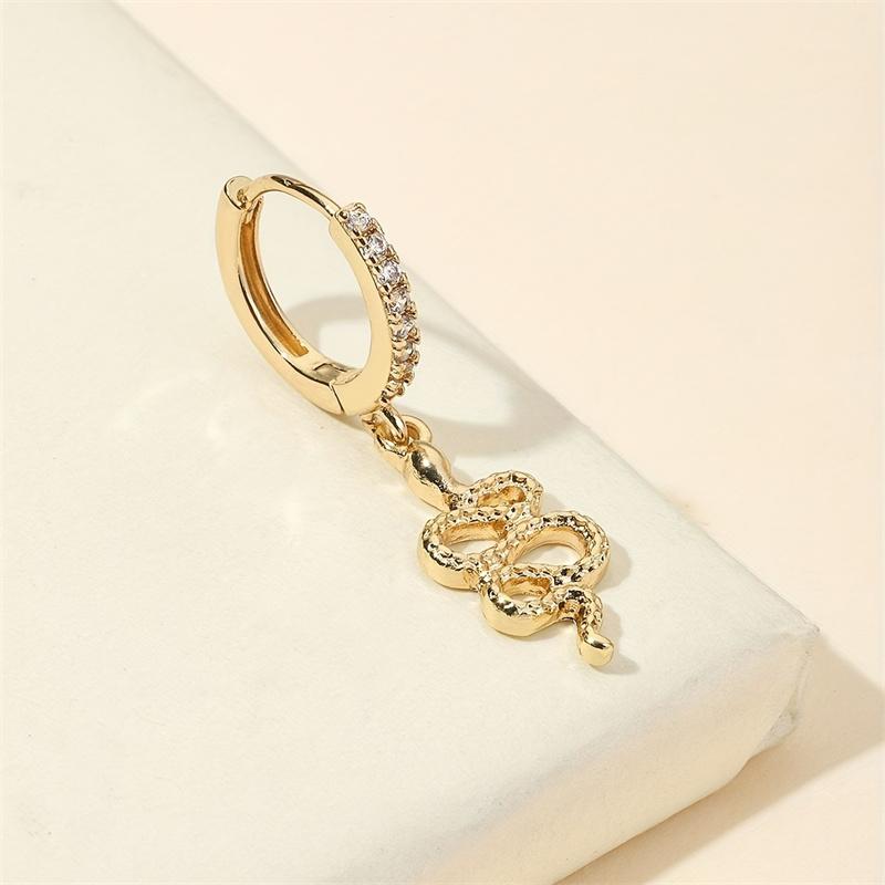 1pcs Stainless Steel Serpentine Zircon Piercing Nose Ring Nose Nail Universal for Men and Women Can Be Used As Earrings