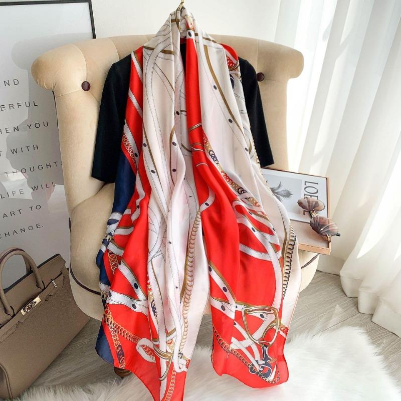 1Pc Luxury Brand Silk Scarf Women Long Shawl Wrap Muslim Hijab Scarves Female Beach Stoles