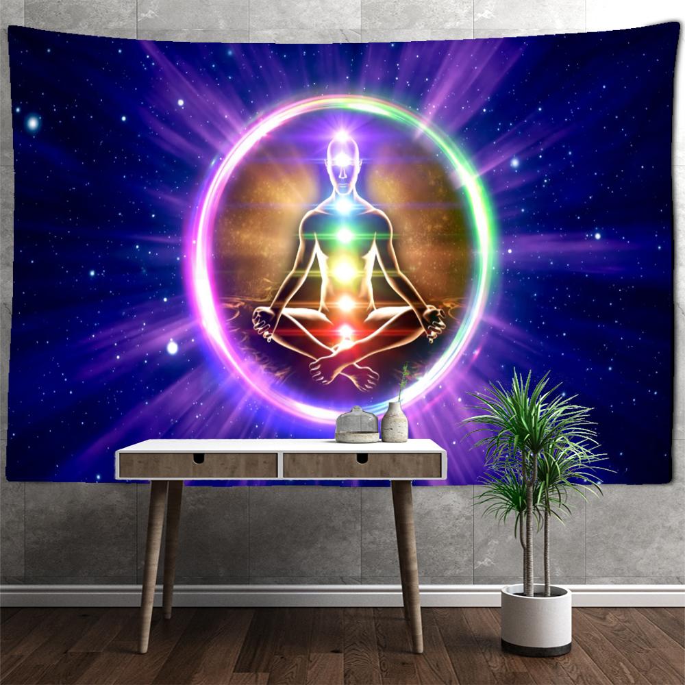 Tapiserie de meditație indiană agățată pe perete șapte chakre Mandala psihedelic Vrăjitorie Tapiz Hippie Decor acasă