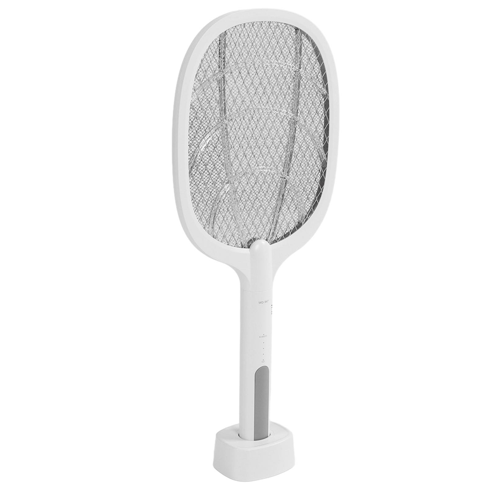 

Electric Fly Swatter Racket with USB Rechargeable Base 2 in 1 Fly Killer Swatter with 2 Layer Metal Mesh for Indoor