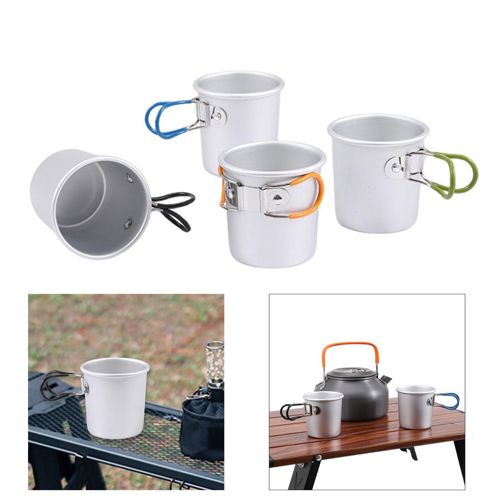 Aluminum Alloy Drink Cup Camping Picnics Coffee Mug Tableware with Folding Handle Travel Cup Cooking Equipment Enduring