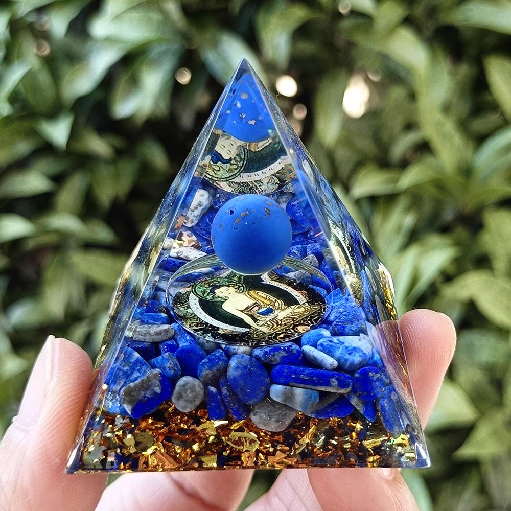 Crystal Gravel Pyramid Ornament - Resin Epoxy Craft for Home or Office Decoration and Gift