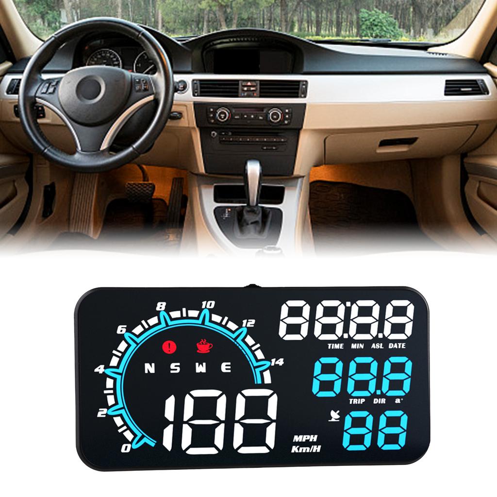 GPS Car Speedometer Head Up Display with Digital HUD For MPH Overspeed Alarm Fatigue Reminder and Multiple Interfaces