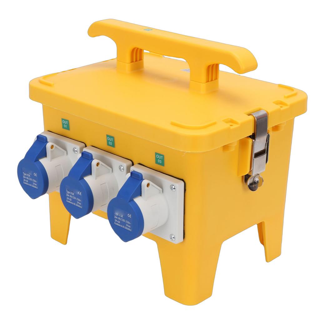 Portable Power Distributor 3 Pin CEE Outlets and 3 Prong Female Sockets Water Proof Receptacle Box for Indoor Outdoor