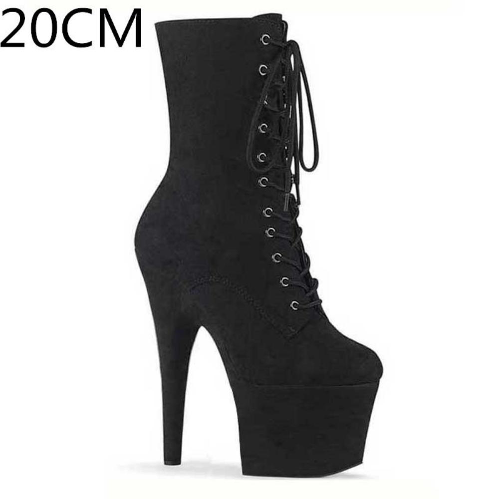 Sexy Super High Boots Round Toe Pole Dance High Heels Nightclub Model Catwalk Platform Shoes Party Shoes Cosplay Suede Shoes
