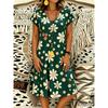 Short Sleeved V-Neck Summer Women's Dress New Casual Flower Polka Dot Print Loose Dresses
