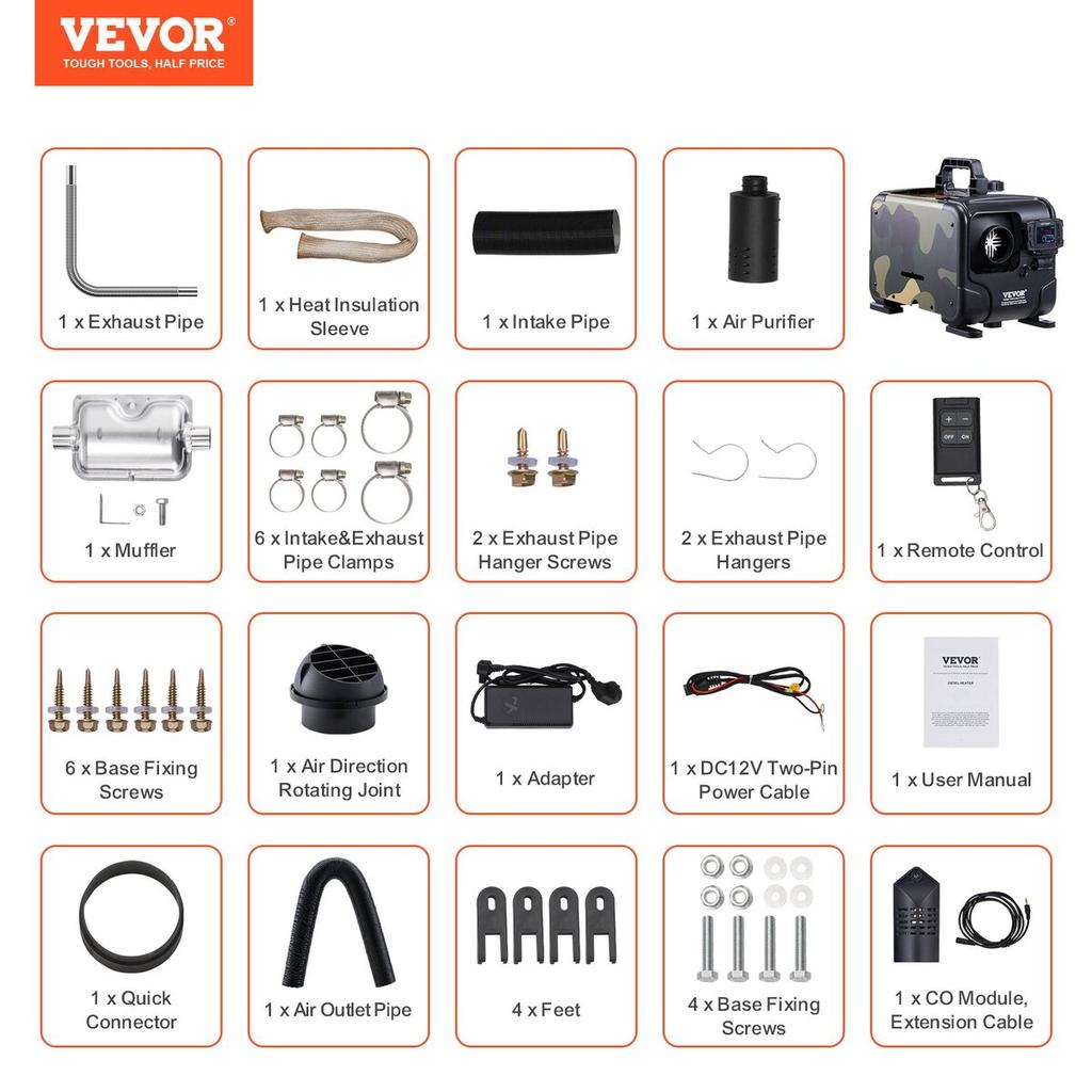 Naftový vzduchový topný systém Naftový topný systém 8KW 12V/24V Bluetooth APP Dálkové ovládání