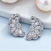 Cute Female White Zircon Stone Silver Color Stud Earrings Lovely Bridal Wedding Jewelry For Women