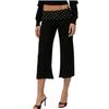 Women's Wide Leg Cropped Pants with Fold Over Polka Dot Waistband Soft Stretchy Knit Fabric Casual Loose Fit Trousers