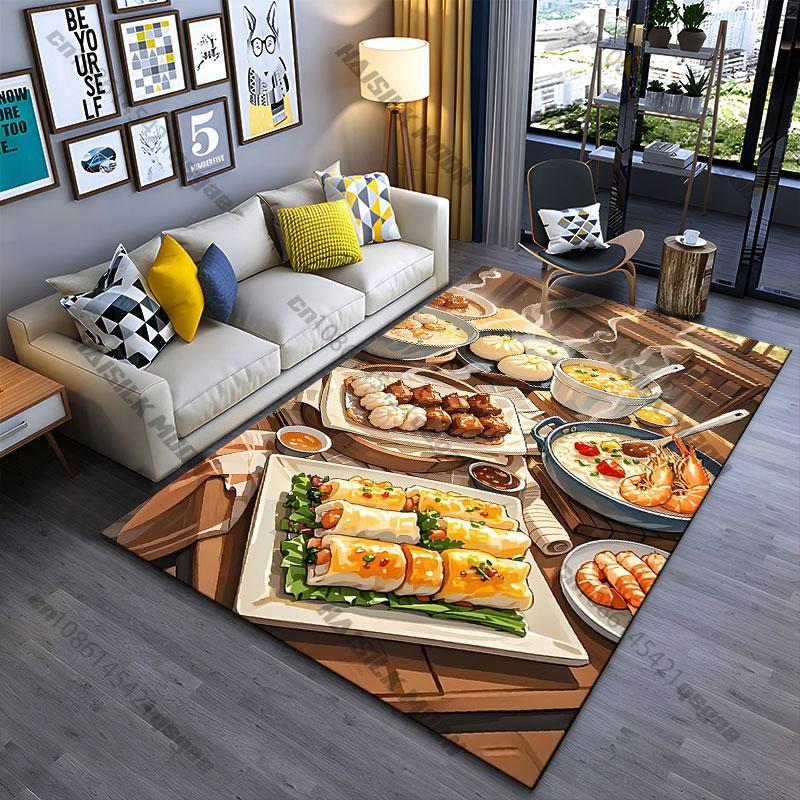 Delicious Variety of Asian Cuisine Carpet Yoga Living Room Room Decor Children's Crawling Mat Doormat Area Rug Games Mat