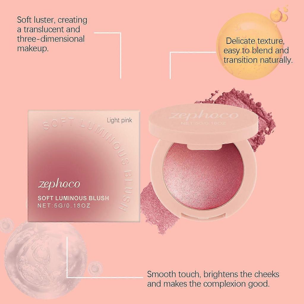 Zephoco Light Pink Micro-Luminous Pearl Blush Creates A Natural Skin-Looking, Rosy, Radiant, And Delicate Blush