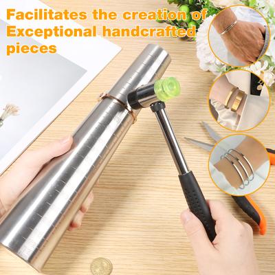 Bracelet Mandrel Sizer Set Stainless Steel Bracelet Mandrel Graduated Adjust Bangle Shaper Tools with Hammer for Jewelry Making