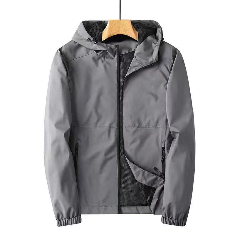 Ανδρικό Ανοιξιάτικο/Φθινοπωρινό Υπαίθριο Αδιάβροχο - Αναπνέον, Γρήγορο Στέγνωμα, Ελαστικό, Φαρδιά Γραμμή Μπουφάν με Κουκούλα για Καθημερινή Χρήση
