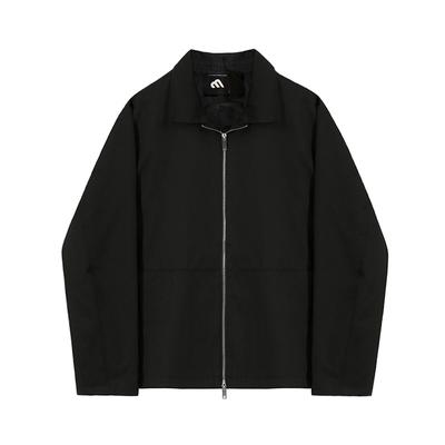 Lapel Jacket Men's Short Spring and Autumn Retro Simple Solid Color Casual Zipper Jacket