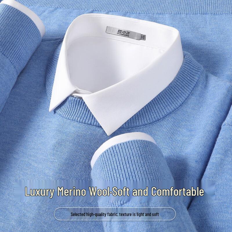 SNOWFLYING Men's Wool Blend Crew Neck Knit Sweater