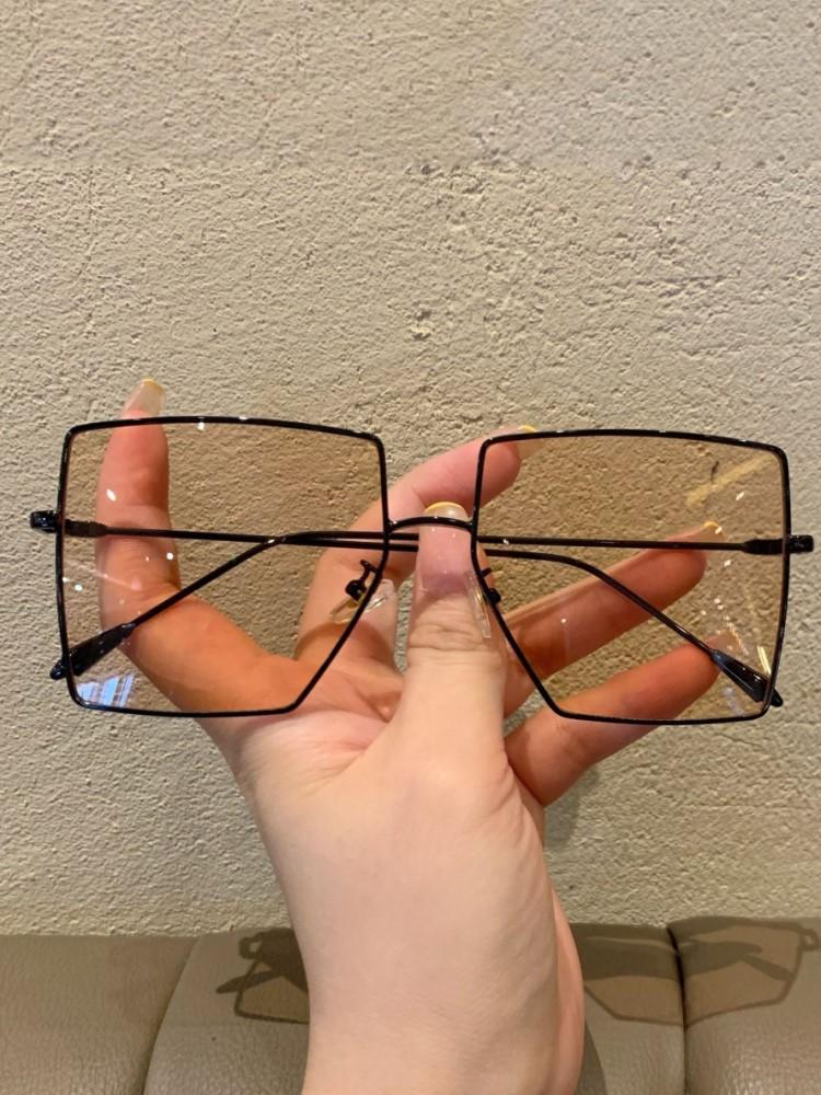 Durable Metal Metal Rectangular Oversized Sun Glasses Glasses Ladies Classic Luxury Sun Eyeglasses For Female Big Spectacle Frame Frame Gradient