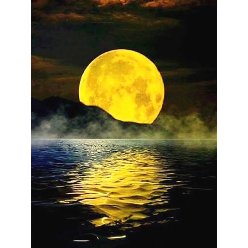 New 5D DIY Diamond Painting Night View Diamond Embroidery Full Moon Cross Stitch Full Round Drill Home Decor Manual Gift
