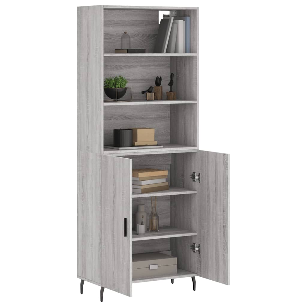 Vidaxl Witrynka Szary Dąb Sonoma 69,5X34X180Cm Materiał Drewnopochodny
