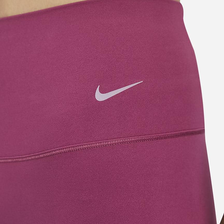 Nike High Waist Slim Fit Fitness Pants With Zenvy Series Logo Print Women Bottoms Redwood-Purple DQ6014-653