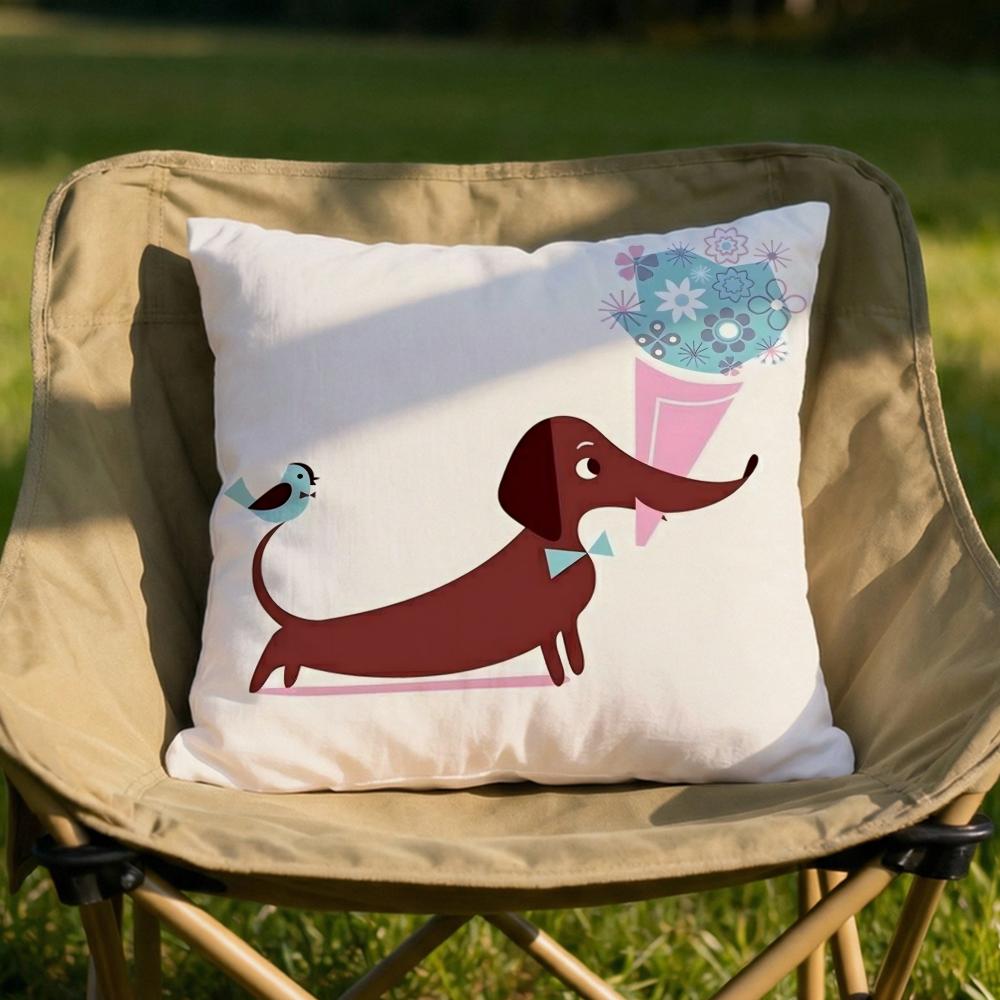 Cute Dachshund Dog Cushion Cover Soft Reversible Durable Pillow Cover MultiScene Use for Home Car Daily Comfort