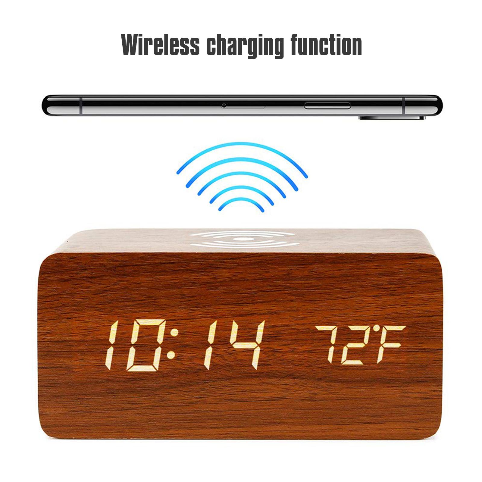 Digital Alarm Clock with Wireless LED Desk Alarm Clock Temperature Display