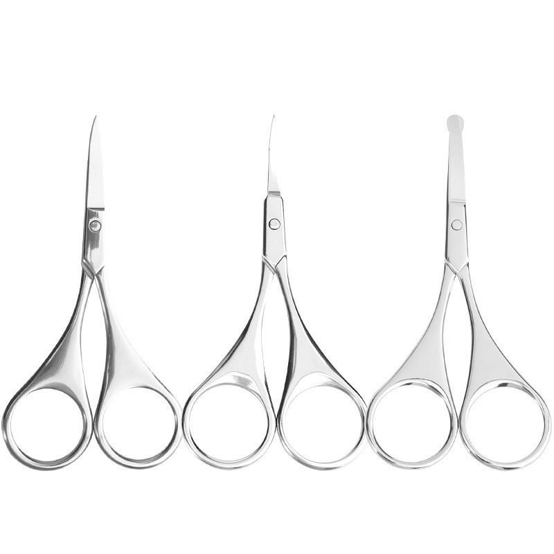 Beauty Scissors Set: Curved Eyebrow, False Eyelash, Nose Hair Trimming & Tattooing Scissors with Pointed Tips for Makeup Artists.