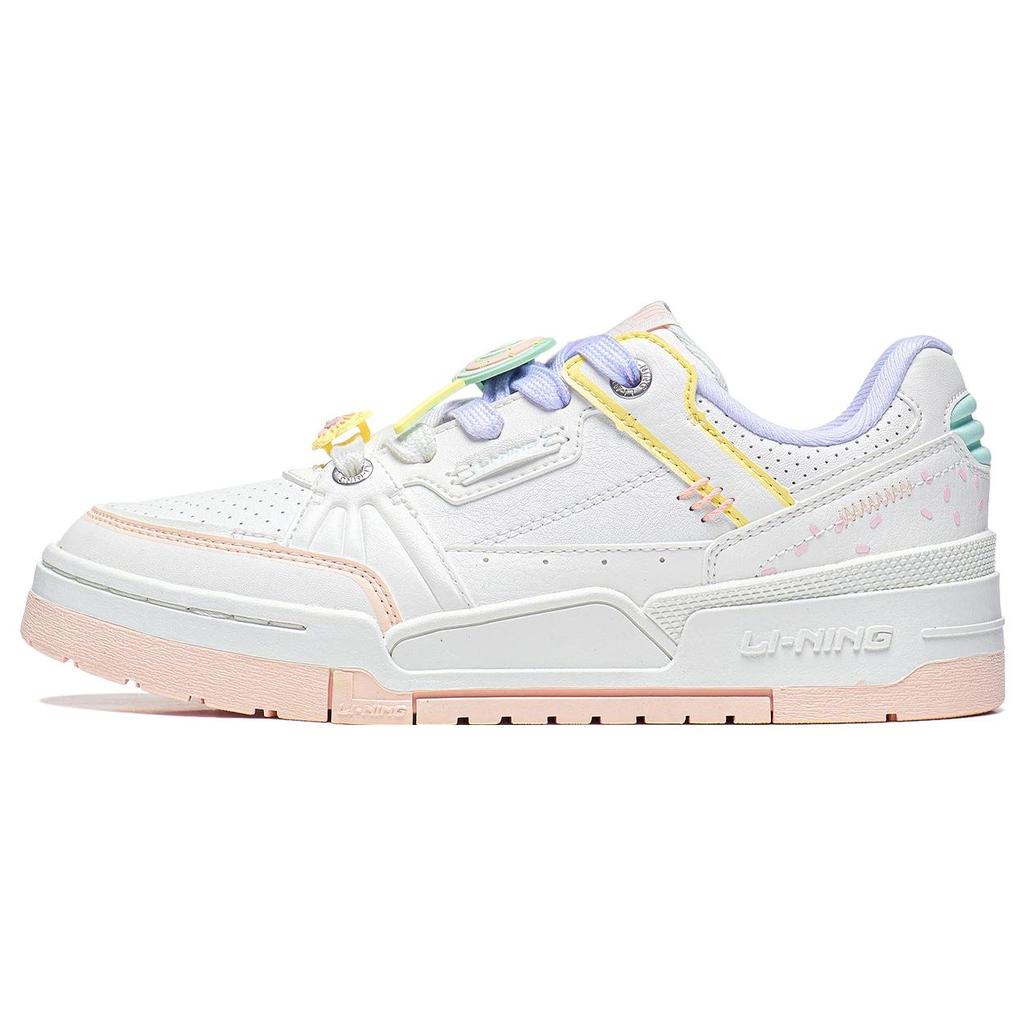 New LiNing Journey 1.5 Anti Slip Wear Resistant Low Top Skateboard Shoes Women's White Pink Purple AGCT266-5