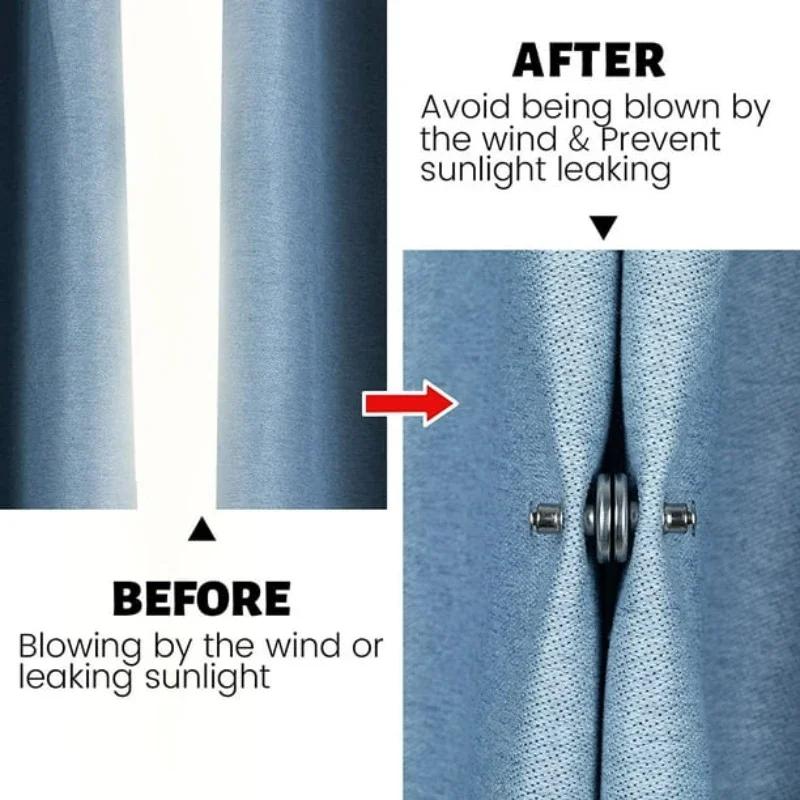Magnetic Curtain Button Detachable Curtain Clips Prevent Light Adjustment Window Screen Close Magnet Buckles Fixed Fastener