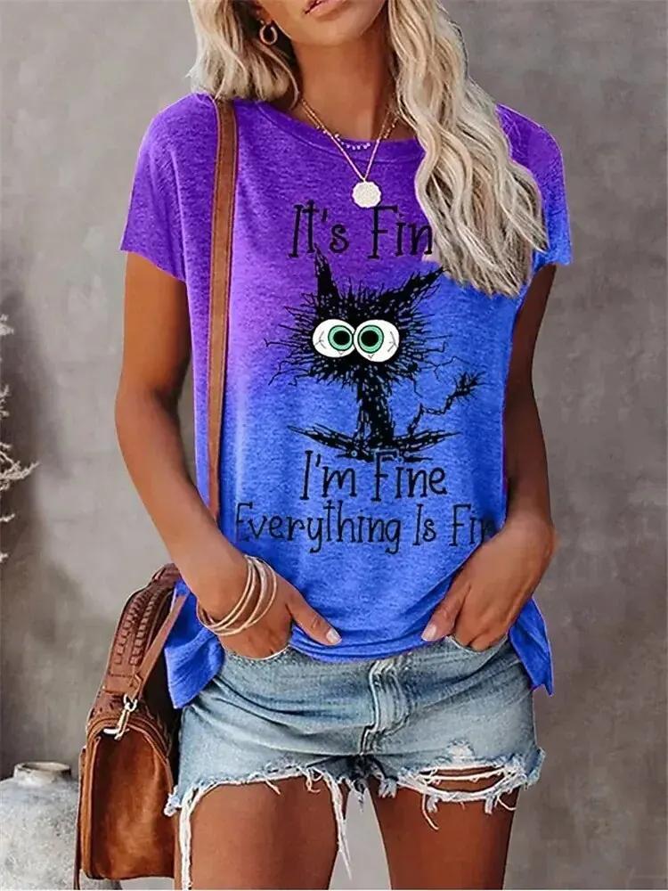 3D Print T-shirts Women Streetwear Summer Cartoon Cats Fine  Casual Fashion Short Sleeve T Shirt O-neck Tees Tops Clothing