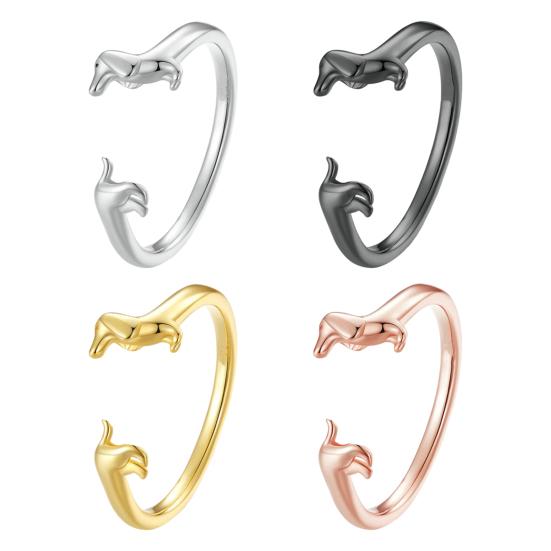 Bague Ouvrante Design Chien Teckel Bague de Doigt Réglable Bague de Taille Flexible Bijoux Accessoire Polyvalent
