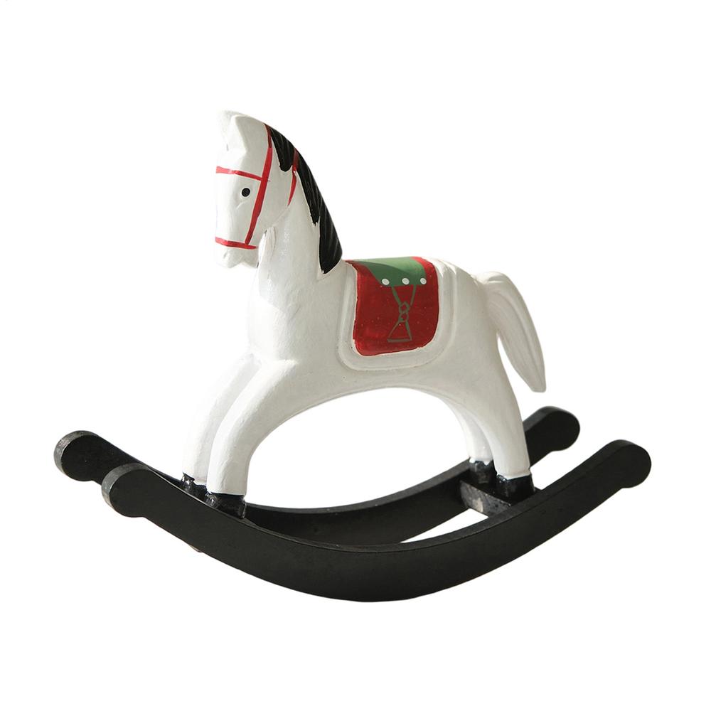 Rocking Horse Ornament Classic Traditional Statue Horse Bedroom Decor for Family Friends Students Men Women Home Indoor Office