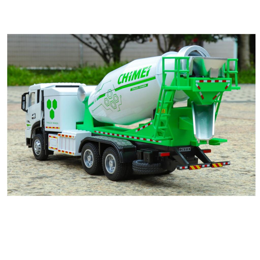 1/32 Concrete Mixer Truck Engineering Vehicle Alloy Metal Diecast Model Car Children Toy Car with Sound and Light Pull Back Gift