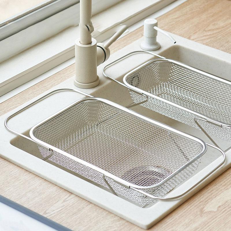 Stainless Steel Special Drain Basket Kitchen Sink Telescopic Sink Drain Rack Multi-Functional Tableware Dishes Drain Rack