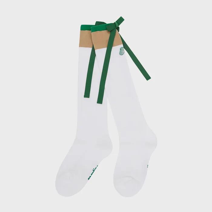 Ribbon Back Point Knee Socks_GREEN