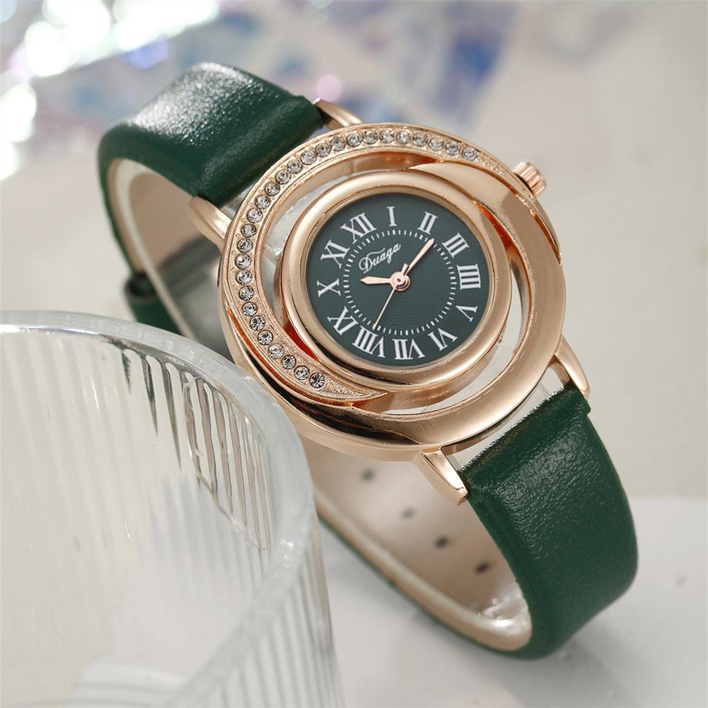Women Quartz Watch Ring Necklace Earring Rhinestone Wristwatch Watches