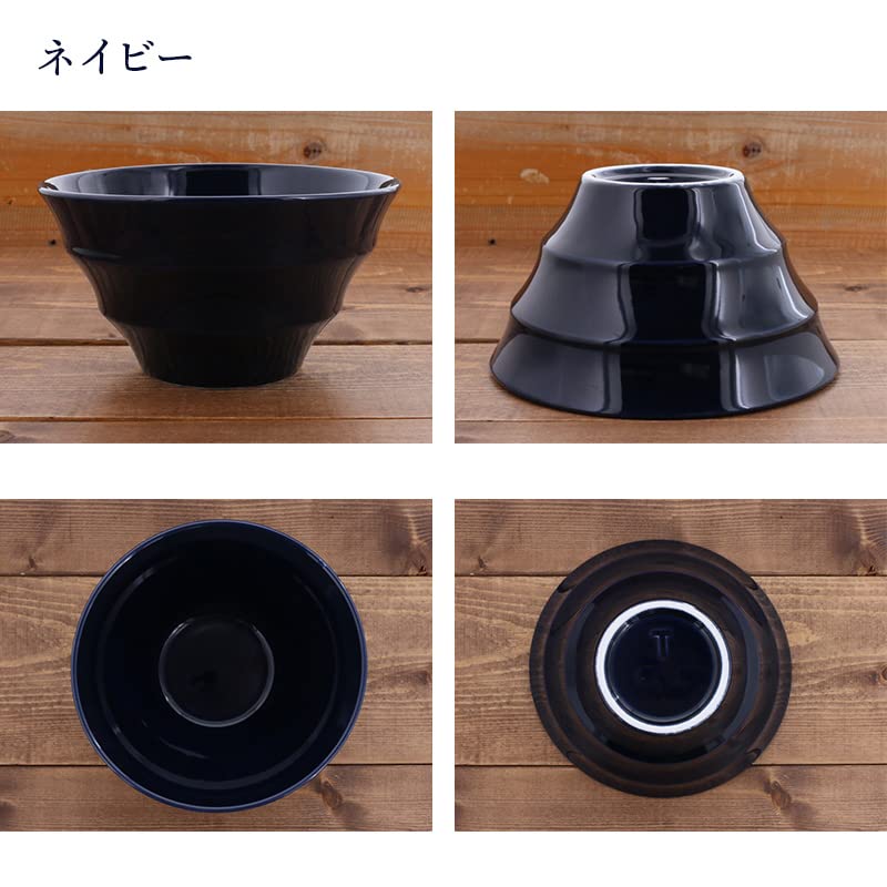 EAST stolní mísa Ramen, lehká, 19 cm, barevný okraj, Mino ware, navy, 712-028-02, made in Japan, stylová, vhodná do mikrovlnné trouby, vhodná do myčky