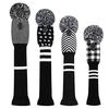Scott Edward knit golf head cover 4-piece set handmade suitable drivers fairway woods includes long neck Pom-Pom club available variety colors.