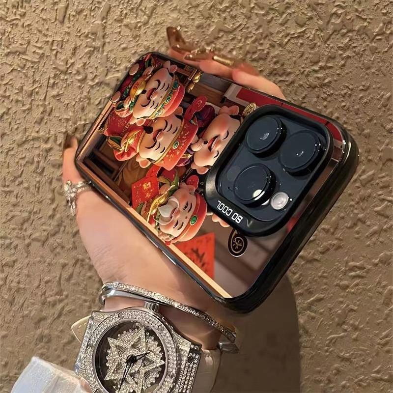 Cute Chinese God of Wealth Fortune Phone Case For iPhone 17 16 Pro Max 17e 16e 15 14 13 12 11 8 7 SE 2020 Lucky Shockproof Cover