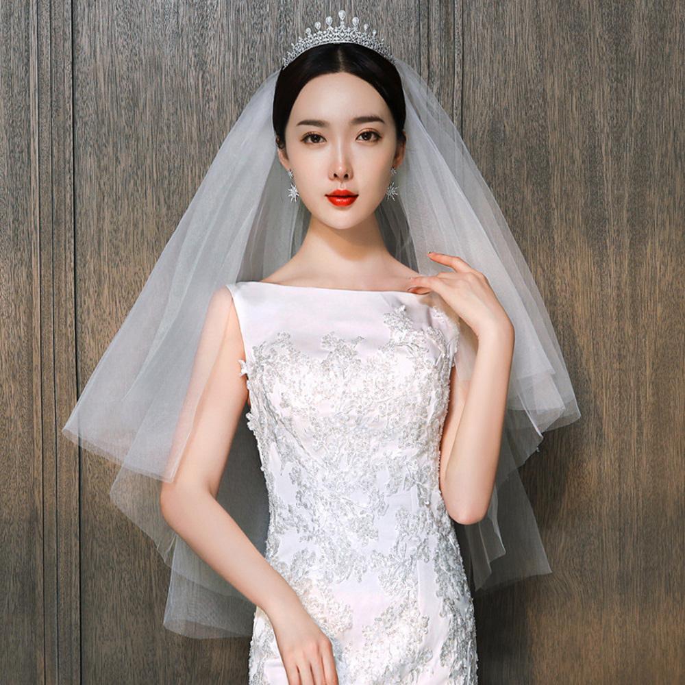 Elegant Photo Veil Two Layer White Ivory Bridal Veil Women's Tulle With Comb Wedding Veil