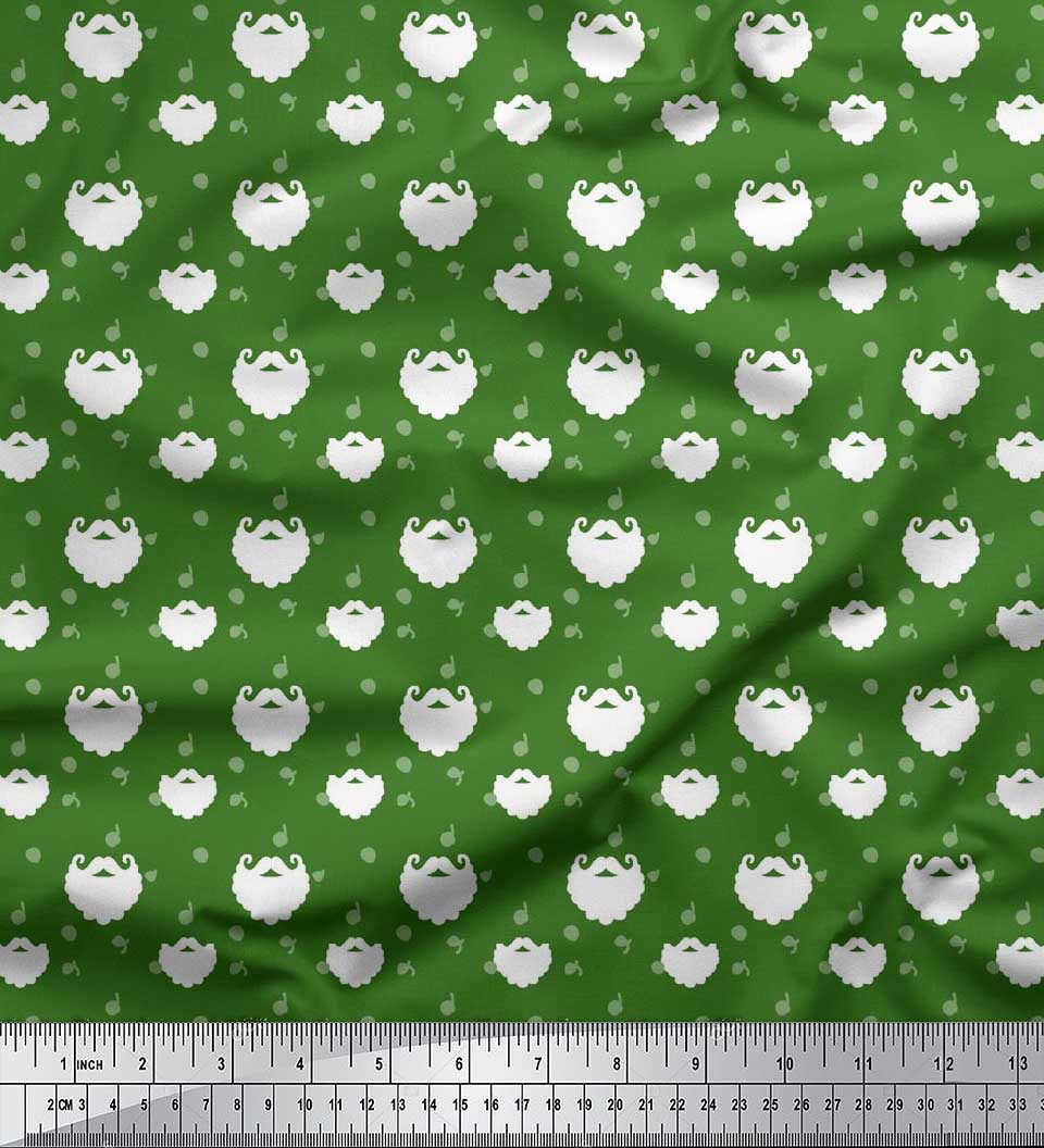 

Soimoi Чорний японський креповий атлас Тканина з різдвяним принтом у крапку та вуса Санта Клауса на метри 42 дюйми 42 Inch Wide - Poly Crepe зелений