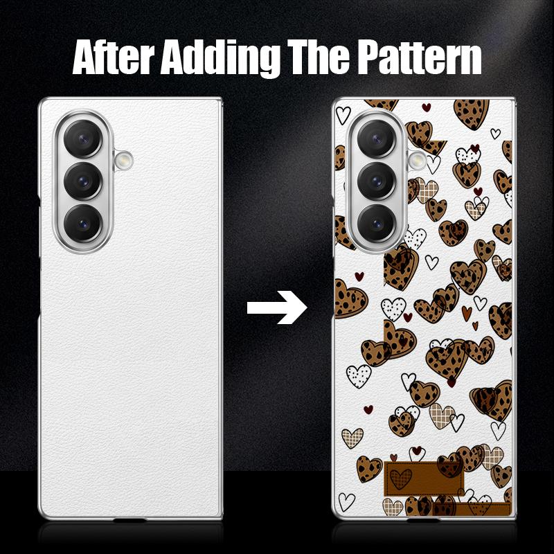 INS Heart Sticker Collage Case For Samsung Z Fold 8 Ultra 7 6 5 Luxury Plating Leather Skin Hard Phone Cover For Galaxy Z Fold8 Fold7 Fold6