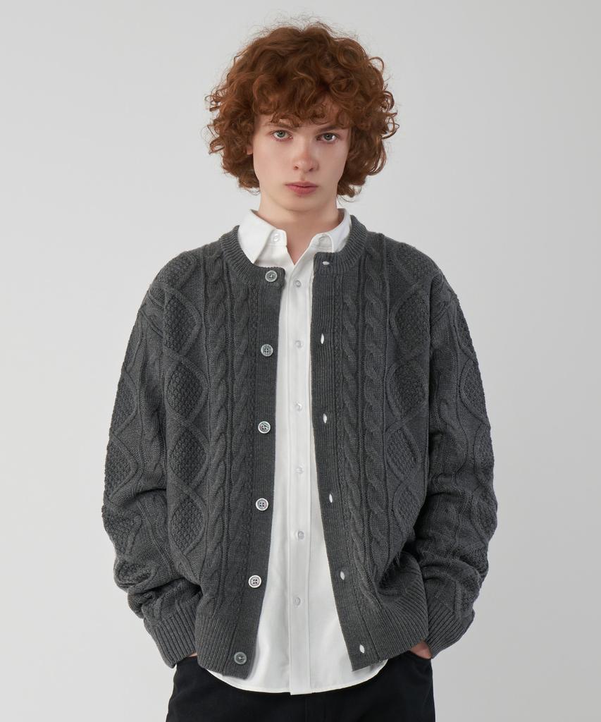 UNTAPPED STUDIO Oversized Aran Cable Round Knit Cardigan 5 Colors
