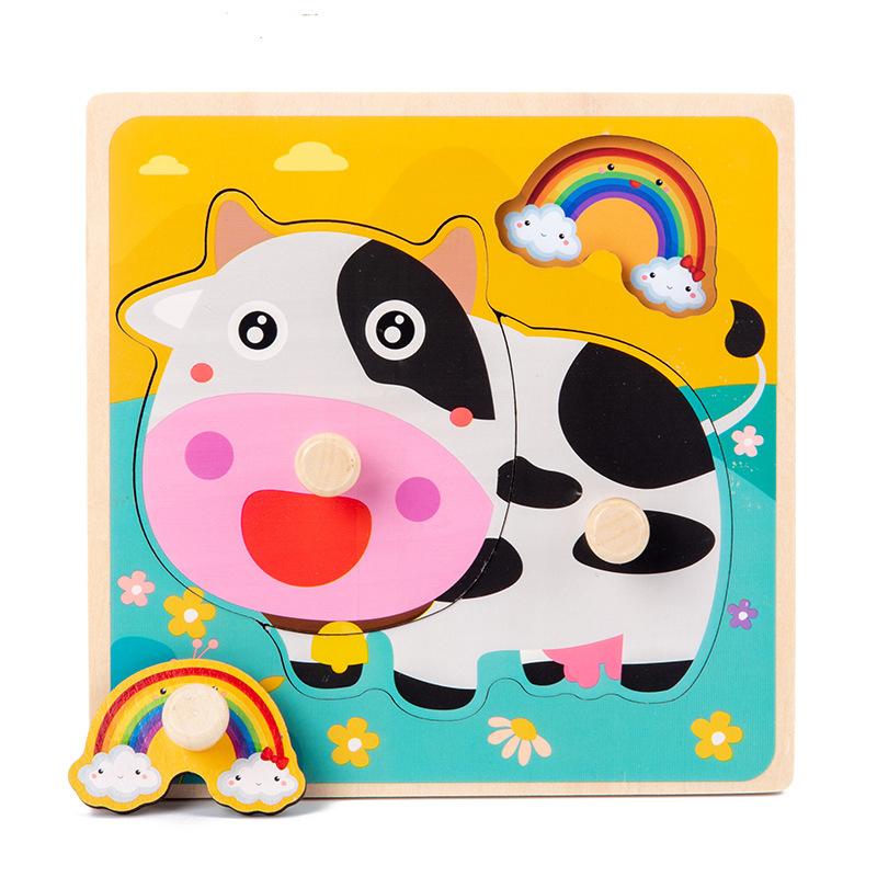 Early Learning Education Wooden Puzzles Children Hand Scratch Board Puzzle Kids Montessori Baby Toys  Playsetss Fruit Cognitive Toys  Playsets