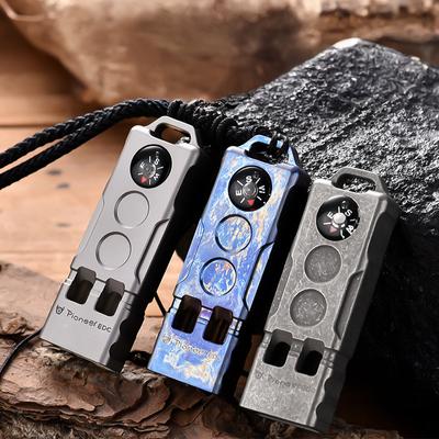 2-IN-1 Outdoor Adventure High-Decibel Titanium Explosive Whistle EDC Extended Design Compass With Hanging Holes